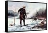 Trout Fishing on Chateaugay Lake, American Winter Sports, 1856-Arthur Fitzwilliam Tait-Framed Stretched Canvas