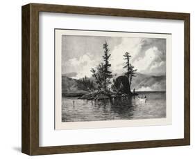 Trout Fishing on Lake Comandeau, Canada, Nineteenth Century-null-Framed Giclee Print