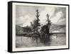 Trout Fishing on Lake Comandeau, Canada, Nineteenth Century-null-Framed Stretched Canvas