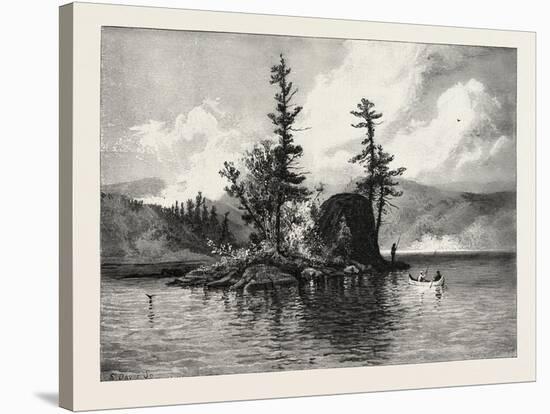 Trout Fishing on Lake Comandeau, Canada, Nineteenth Century-null-Stretched Canvas