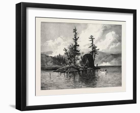 Trout Fishing on Lake Comandeau, Canada, Nineteenth Century-null-Framed Giclee Print