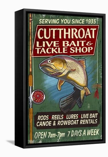 Trout Tackle - Vintage Sign-Lantern Press-Framed Stretched Canvas