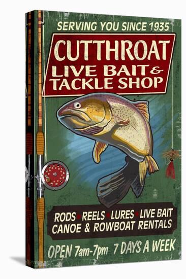 Trout Tackle - Vintage Sign-Lantern Press-Stretched Canvas