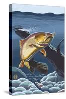 Trout Underwater-Lantern Press-Stretched Canvas