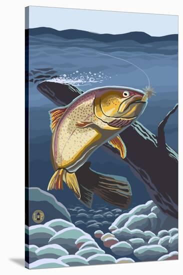 Trout Underwater-Lantern Press-Stretched Canvas