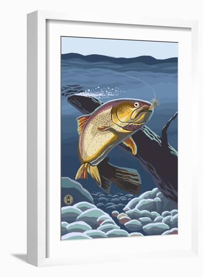 Trout Underwater-Lantern Press-Framed Art Print