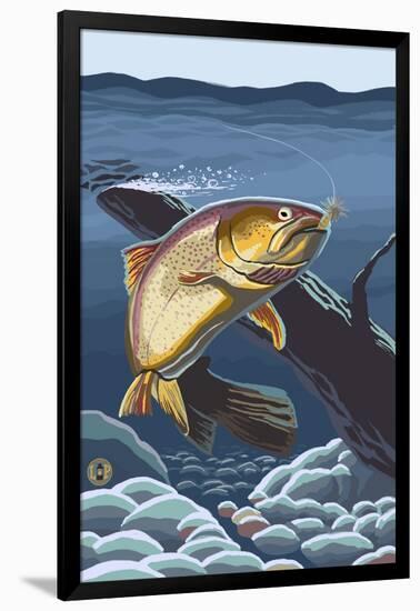 Trout Underwater-Lantern Press-Framed Art Print