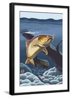 Trout Underwater-Lantern Press-Framed Art Print