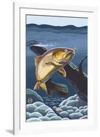 Trout Underwater-Lantern Press-Framed Art Print