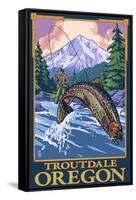 Troutdale, Oregon - Fisherman-Lantern Press-Framed Stretched Canvas