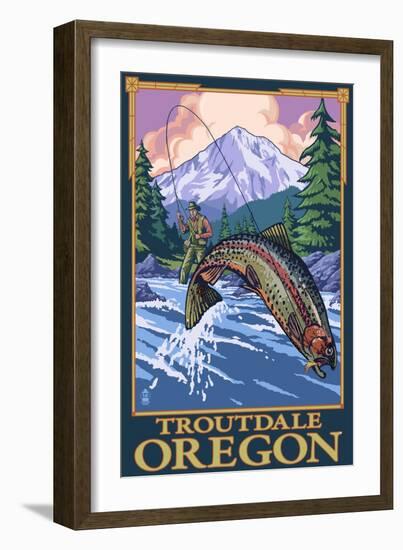 Troutdale, Oregon - Fisherman-Lantern Press-Framed Art Print