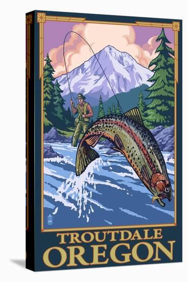 Troutdale, Oregon - Fisherman-Lantern Press-Stretched Canvas