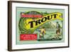 Troutdale, Oregon Trout Label-Lantern Press-Framed Art Print