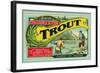 Troutdale, Oregon Trout Label-Lantern Press-Framed Art Print