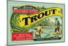 Troutdale, Oregon Trout Label-Lantern Press-Mounted Art Print