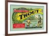 Troutdale, Oregon Trout Label-Lantern Press-Framed Premium Giclee Print