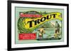 Troutdale, Oregon Trout Label-Lantern Press-Framed Premium Giclee Print