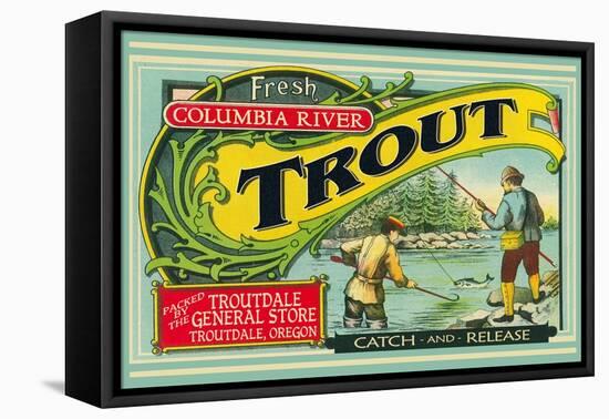 Troutdale, Oregon Trout Label-Lantern Press-Framed Stretched Canvas