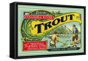 Troutdale, Oregon Trout Label-Lantern Press-Framed Stretched Canvas