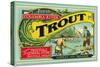 Troutdale, Oregon Trout Label-Lantern Press-Stretched Canvas