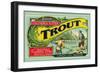 Troutdale, Oregon Trout Label-Lantern Press-Framed Art Print