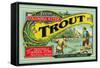 Troutdale, Oregon Trout Label-Lantern Press-Framed Stretched Canvas