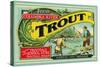 Troutdale, Oregon Trout Label-Lantern Press-Stretched Canvas