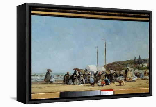 Trouville Beach, 1864. Painting by Eugene Louis Boudin (1824-1898). Dim. 0,26 X 0,48 M. Paris, Muse-Eugene Louis Boudin-Framed Stretched Canvas