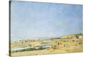 Trouville, General View of the Beach; Trouville, Vue Generale De La Plage, 1890-Eugène Boudin-Stretched Canvas