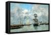 Trouville Harbour (Oil on Canvas)-Eugene Louis Boudin-Framed Stretched Canvas