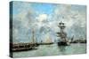 Trouville Harbour (Oil on Canvas)-Eugene Louis Boudin-Stretched Canvas