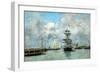 Trouville Harbour (Oil on Canvas)-Eugene Louis Boudin-Framed Giclee Print