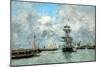 Trouville Harbour (Oil on Canvas)-Eugene Louis Boudin-Mounted Giclee Print