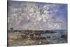 TROUVILLE ROCKS. Author: EUGENE-LOUIS BOUDIN (1824-98). Location: MUSEO PROVINCIAL, HAVRE, FRANCE-EUGENE-LOUIS BOUDIN-Stretched Canvas