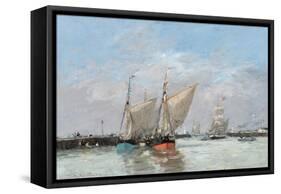 Trouville, The Jetties, High Tide, 1876-Eugene Louis Boudin-Framed Stretched Canvas