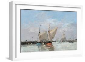 Trouville, The Jetties, High Tide, 1876-Eugene Louis Boudin-Framed Giclee Print