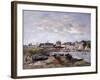 Trouville: View Toward Deauville on Market Day; Trouville: Vue Prise De Deauville, Un Jour De…-Eugène Boudin-Framed Giclee Print