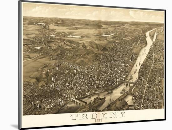 Troy, New York - Panoramic Map-Lantern Press-Mounted Art Print