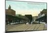 Troy, New York - South Entrance View of Railroad Station-Lantern Press-Mounted Art Print