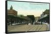 Troy, New York - South Entrance View of Railroad Station-Lantern Press-Framed Stretched Canvas