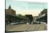 Troy, New York - South Entrance View of Railroad Station-Lantern Press-Stretched Canvas