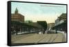 Troy, New York - South Entrance View of Railroad Station-Lantern Press-Framed Stretched Canvas