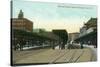 Troy, New York - South Entrance View of Railroad Station-Lantern Press-Stretched Canvas