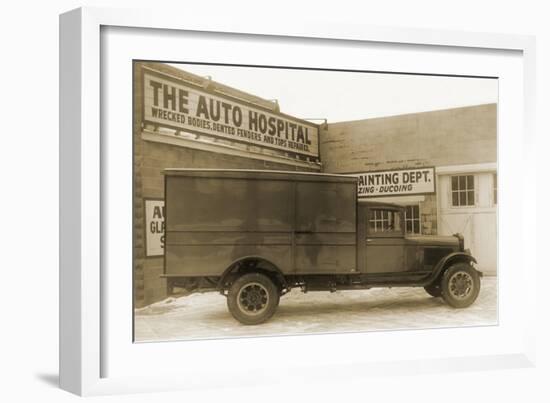 Truck at the Auto Hospital-null-Framed Art Print