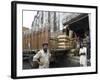 Truck Drivers in Front of Tea Sacks Being Unloaded at Kolkata Port-Eitan Simanor-Framed Photographic Print