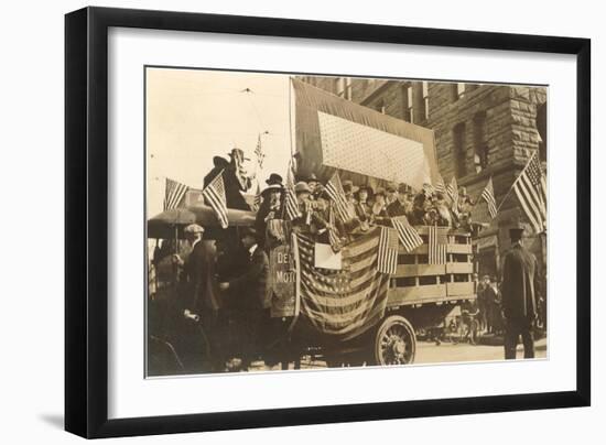 Truck in Parade with Flags-null-Framed Art Print