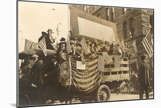 Truck in Parade with Flags-null-Mounted Art Print