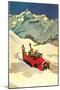 Truck in Snow with Skiers-null-Mounted Art Print