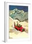 Truck in Snow with Skiers-null-Framed Art Print