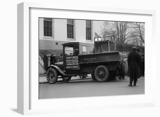 Truck Marked as the Turkey Special Delivers a Turkey to the White House for Thanksgiving-null-Framed Art Print